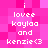Pixelated text on a pink background reads 'i lovee kaylaa and kenzie<3' in two identical vertical with no visible animation changes