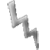 A grayscale lightning bolt icon with smooth gradient shading on a solid light gray background, rendered in low-resolution pixel art style.