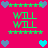 Pixelated icon with bright pink background, green text reading 'WILL', and alternating blue and cyan hearts in a symmetrical layout.