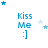 nine identical 'Kiss Me :]' icons with blue text and star decorations, each icon showing a static design on white background