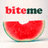 A watermelon slice icon with 'bite me' text above it, showing a missing bite in the fruit's top edge.