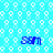 Blue 's9m' text appears in four positions on a light blue background with repeating white circular patterns.