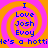 Pixelated text and spiral background in bright pink, orange, blue. Four identical with 'I Love Josh Evoy' and 'He's a hottie's a hotti' on alternating