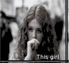 Black-and-white animated sequence showing two women in various poses with text overlays reading "This girl plus that girl equals lust".
