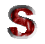 Red S-shaped symbols with textured surfaces appear in a on gray background, some showing partial cuts or missing segments