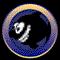 Six-frame animated contact sheet showing a blue and gold circular icon with a black silhouette of a character holding a white object against a dark background, transitioning through various poses and light effects.