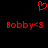 Red pixelated heart symbol above two identical lines of red text reading 'Bobby<3' on a black background.