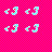 Four identical pixelated icons of a stylized musical note on a bright pink checkered background, arranged in two rows and two columns.