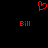 Red pixelated heart symbol above two identical red 'Bill' text labels on a black background.