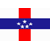 Static 50x50 pixel icon featuring a red vertical stripe intersected by a blue horizontal band with white dots, set against alternating white and gray background stripes.