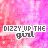repeated 'DIZZY JIP THE girl' text overlays on a pink watercolor background with subtle heart shapes, showing color variations in the text across frames