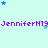 Light cyan background with scattered blue and light blue stars, repeating purple text "JenniferN19" across three horizontal bands.