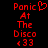 Red pixelated text on black background reads 'Panic At The Disco' with a heart symbol replacing the 'o' in Panic and two smiley faces below.