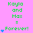 Pixelated green text 'Kayla and Max = Forever!' on pink background with blue heart symbols varying in quantity per frame.