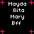 Black background with white pixelated text listing names and 'Bff' surrounded by pink plus signs, some of which change position across frames.