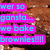Pixelated text in cyan letters on bright pink rectangular backgrounds against a brown pixelated backdrop.