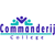 Pixelated graphic with purple and teal colors featuring the text "Commander" above a teal bar and "College" below it, with a flower-like shape above the text.