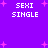 Purple background with pink starbursts and white pixelated text reading "SEXI SINGLE" in four identical quadrants.