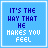 nine blue square with pixelated text and heart symbols, each displaying variations of the phrase "IT'S THE WAY THAT HE MAKES YOU FEEL" and "YOU CAN NEVER GET OUT OF YOUR HEAD" with different text colors and heart colors