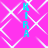 A static image with a bright pink background featuring white geometric patterns and vertical blue text reading "KIRA" repeated four times.