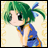 A pixelated anime-style character with green hair and blue outfit on left, next to black background with white text "Anime IM" and signature "cOm" on right.