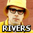 Two side-by-side pixelated figures in yellow hard hats and shirts with text below each; left reads RIVERS, right reads CUOMO.