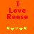 Red text "I Love Reese" on orange background with yellow and light brown star-like shapes below, showing animation change in the fourth shape