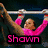 Six gymnasts in various poses with names displayed below each, including Shawn, Johnson, Nastia, Luukin, Alicia, and Sacramone.