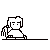 Pixel art character with short hair and a ponytail, seated on a horizontal line in three of each