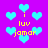 Pixelated cyan hearts and yellow text on a solid purple background with no visible motion.