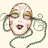 Pixelated image of a theatrical mask with closed eyes and open mouth on left, green text 'Original Icons .com' on dark background right.