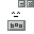 Pixelated with gray background, dark gray borders, and small square elements showing facial expressions and blue/pink accents