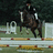 A pixelated image shows a rider on horseback jumping over an obstacle, with green background and white text reading 'My favorite boy' in four separate segments.