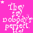 A static image with a bright pink background featuring repeated white text 'They say nobody's perfect.' in a pixelated font, interspersed with small white stars.