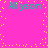 A bright pink background with scattered yellow dots and four instances of the text 'Allyson' in cyan, arranged in a pattern