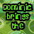 Green text on a leafy background reads "dominic brings the" above orange text reading "cheese!" with a cheese image below.