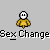Pixelated character with changing head color and facial expression under repeated text.