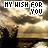 Pixelated image with text "MY WISH FOR YOU" overlaid on a blurred background of warm tones and dark shapes.