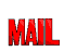 Six red 3D-rendered 'MAIL' text icons arranged in two on a gray background, each with distinct geometric fragmentation patterns