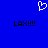 Blue background with white pixelated heart symbol above two black 'LAX!!!!' text blocks in pixel art style.