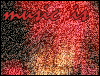 Red-haired figure with black background and text overlays, transitioning between static and animated states.