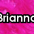 Pixelated pink background with white text 'Brianna louise' and a smiley face ':)' in the lower-left corner.