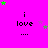 A bright pink background displays four of 'i love' text with green and purple stars scattered around, some frames showing star movement