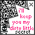Animated contact sheet of 8 frames showing a star-shaped icon with pink text "i'll keep you my dirty little secret" over black-and-white pixelated background, each frame featuring different small symbols in top corners.