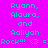A static image with a bright pink background displays repeated text in cyan and green blocks, featuring names and a rock emoji phrase.