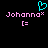 Pixelated cyan heart symbol above pink text reading 'Johanna*' with '=]' below, on black background.