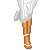 Pixel art animation frames of a female character in white dress with brown braided hair, showing pose and expression changes across sampled frames.