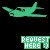 Green pixelated airplane icon with 'REQUEST HERE' text in green and white, arranged in a pattern on black background