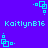 Pixelated cyan shapes and text on a solid purple background, with repeated patterns of squares and dots arranged in a -like layout