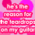 Pixelated pink and white text on a gradient background reads 'he's the reason for the teardrops on my guitar' with two large heart shapes.